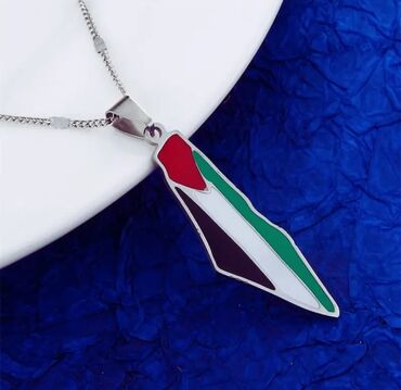 цепочки женские: Продается ожерелье с картой Палестины. Нержавеющая сталь. Новый