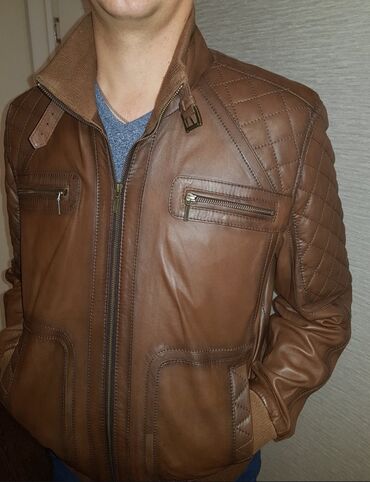 кожа куртки: Куртка 4XL (EU 48), 5XL (EU 50), цвет - Коричневый