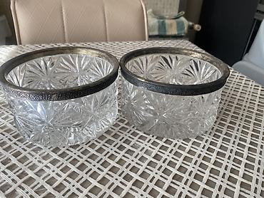 silmek: Kəsik naxışlı kristal şirniyyat qabları (2 ədəd) - Material: qalın — 2