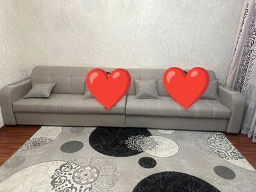 чистка диванов: Прямой диван, цвет - Серый, Б/у