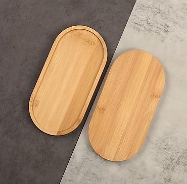 bambu: Bambukdan çoxməqsədli oval tray - Material: 100% təbii bambuk, hamar — 1