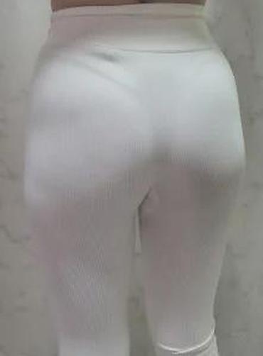 Helanke, biciklistički šortsevi: Ženske rebraste helanke – belo - Model sa V/“crossover” pojasom — 12