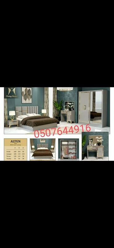 Yataq otağı dəstləri: 2 təknəfərlik çarpayı, Komod, Azərbaycan, Yeni — 9