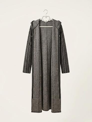 oversize jaket: Qadınlar üçün uzun kapüşonlu kardiqan/palto - Rəng: boz-qəhvəyi — 2