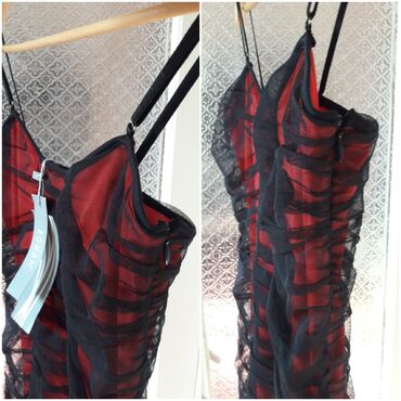 Digər qadın geyimləri: Qırmızı-qaralı büzgülü don. 36 razmer. Türkiye istehsalı. GIPSY