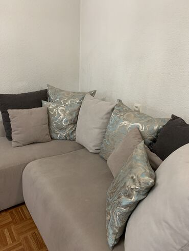 обивка дивана: Диван-кровать, цвет - Серый, Б/у