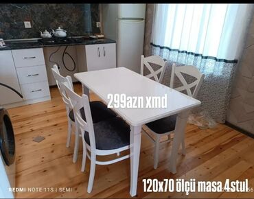 Masa və oturacaq dəstləri: Mətbəx üçün, Açılmayan, Dördbucaq masa, 4 stul — 4