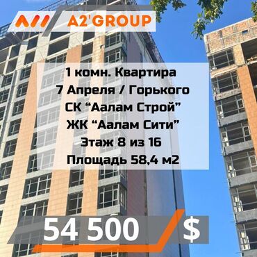 Продажа квартир: 1 комната, 59 м², Элитка, 8 этаж, ПСО (под самоотделку)