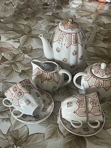 zire bitkisi: Çay dəsti, rəng - Ağ, Farfor, 4 nəfərlik — 2