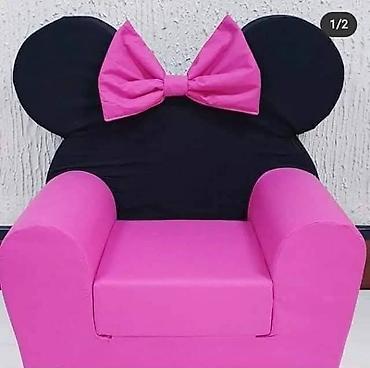 jastuci za stolicu: Fa,, Dečja fotelja – motiv ušiju i mašne - Udobna fotelja za mališane — 2