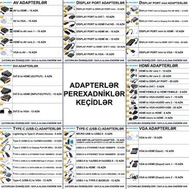 Digər kompüter aksesuarları: Adapterlər 🚚Metrolara və ünvana çatdırılma var, ❗ÖDƏNİŞLİDİR❗