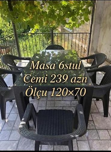 eyvan dolabı: Yeni, Dördbucaq masa, 6 stul, Qatlanan, Stullar ilə, Həsir toxunuşlu, Azərbaycan — 3