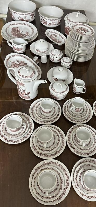 Наборы посуды: Большой сервиз из фарфора с охотничьим рисунком. Завод Ilmenau — 2