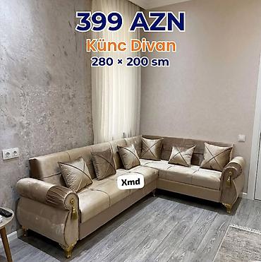Ev üçün mebel: Künc divan – 280 × 200 sm Qiymət: 399 AZN - Şık L şəklində dizayn — 1