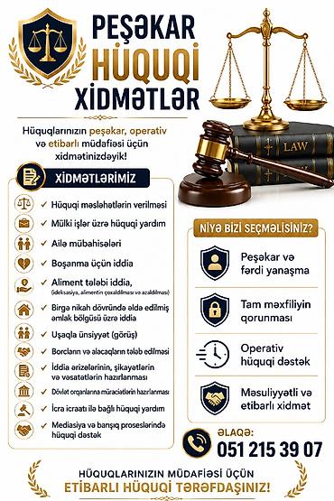 vəkil xidməti: Hüquqi xidmətlər | Müqavilələrin hazırlanması, Hüquqi məsləhətlər, Hüquqi şəxslərin dövlət qeydiyyatına alınması — 1