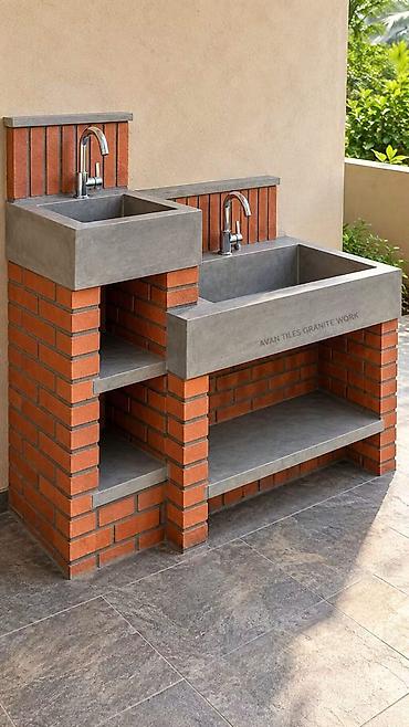rollar: Kərpic və beton kombinasiya ilə hazırlanmış açıq məkan lavabo — 6