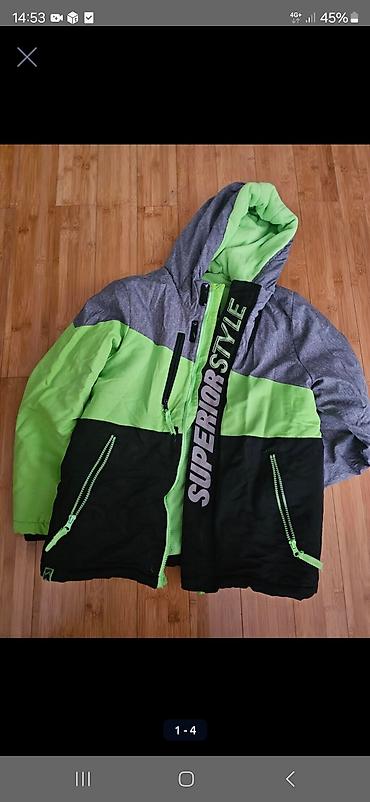 Uşaqlar üçün digər geyimlər: Uşaq geyimləri seti - Qışlıq kapuşonlu jaket: boz-yaşıl-qara rəng — 1