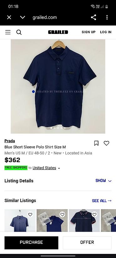 polo canta: Polo köynək, Prada, XL, rəng - Mavi — 1