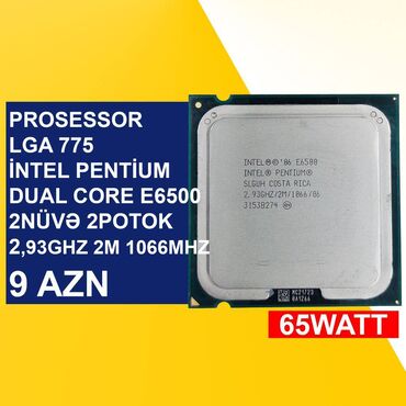 Modemlər və şəbəkə avadanlıqları: Prosessor Intel Pentium İntel Dual Core E6500/6600, İşlənmiş