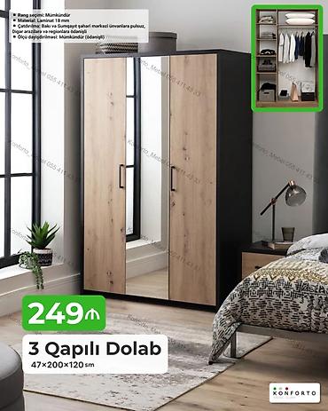 Dolablar: 3 qapılı geyim dolabı Ölçü: 47×200×120 sm Material: 18 mm laminat — 1