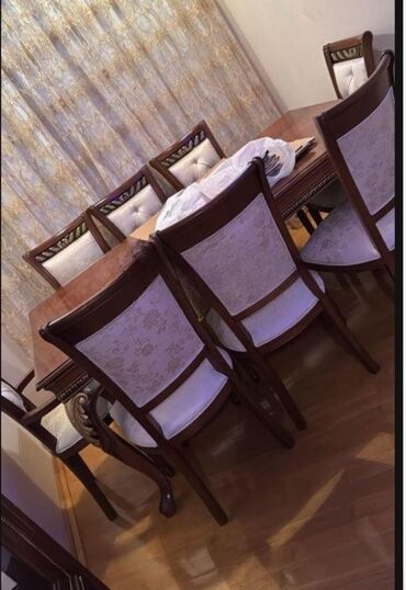 белый рабочий стол: Б/у, 8 стульев at lalafo.az белый рабочий стол: Б/у, 8 стульев