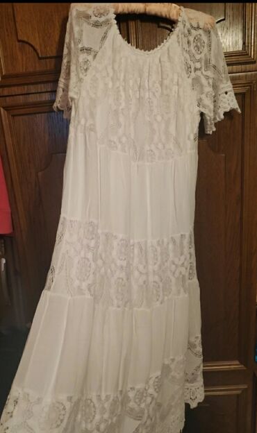 Dresses: Adamo M (EU 38), L (EU 40), color - White, Evening, Short sleeves
