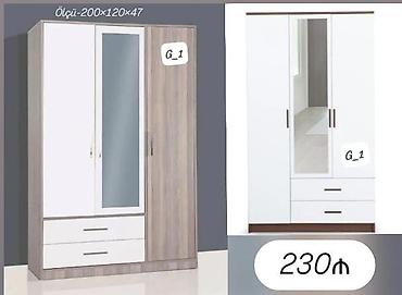 Ev üçün mebel: 3 qapılı paltar dolabı - Ölçü: 200×120×47 sm (şəkildə qeyd olunub) - — 1