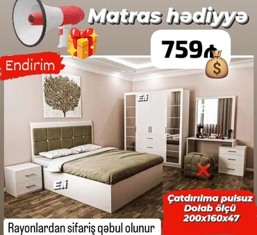 Divan və masa dəstləri: Yataq desti rəng seçimi var
