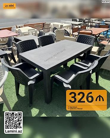 Bağ mebeli dəsti – 1 ədəd düzbucaqlı masa + 6 ədəd oturacaq -