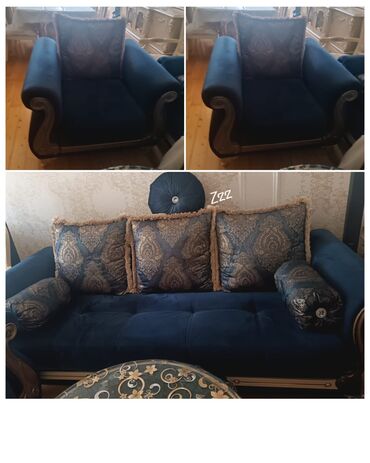 Комплекты диванов и кресел: Б/у, Диван, 2 кресла, С подъемным механизмом, Раскладной
