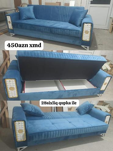 Mavi rəngli rahat çevrilən divan - Ölçü: 2.86 m (28sixliq qupka ilə