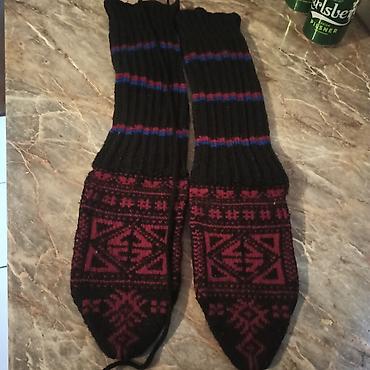 Čarape: Ručno pletene vunene čarape – opanci/putaše sa bogatim etno motivima — 7