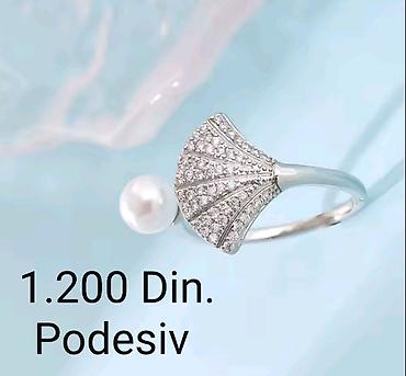 elegantan nakit: Posrebren podesiv prsten elegantnog i modernog dizajna od hirurskog — 3