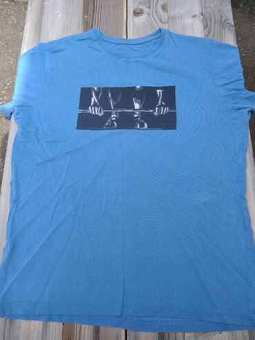 muške pantalone džeparice: Short sleeves T-shirt, L (EU 52), color - Light blue, Cotton