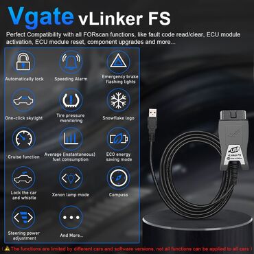 Alati za automobile: Vgate vLinker FS USB OBD2 za Ford Mazda MS CAN HS CAN Auto — 4