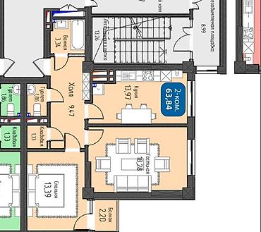 Продажа квартир: 2 комнаты, 64 м², Кок-Жар ж/м Элитка, 12 этаж, ПСО (под самоотделку) — 2