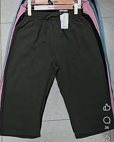 5xl: Pantalone siroke kapri sa elastičnim pojasom i učkurom. - Boje: bež — 7