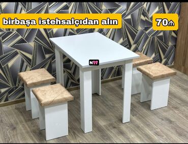 Sifarişlə taburetkalar: Kvadrat masa, Mətbəx üçün, 4 nəfər