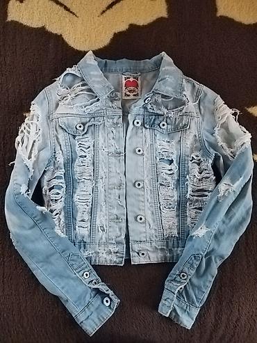 cins: Məhsul: Cins gödəkçə – cırılmış (distressed) dizayn - Rəng: Açıq mavi — 1