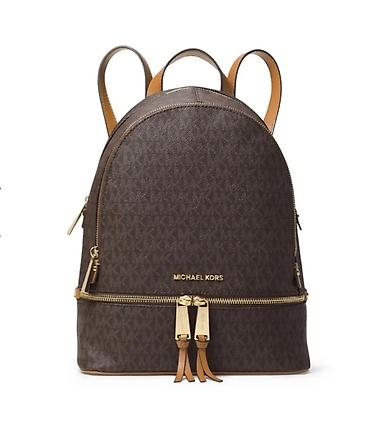 Michael Kors ranac – model od monogram platna u tamno braon boji sa MK — 1