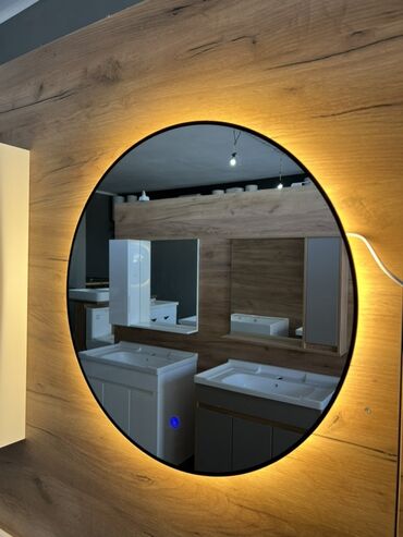 переносное зеркало: Круглое настенное зеркало с LED‑подсветкой - Форма: круг - Тип