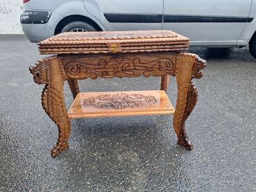 Nərdlər: Əl işı ağac oyma şahmat-nərd dəsti - Material: təbii ağac (tam ağac — 10