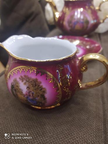 rəsim dəsti: Çay dəsti, rəng - Qırmızı, Farfor, 6 nəfərlik, Çexiya — 7