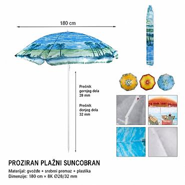 KMT Suncobran plažni vetar pun print 297328 Proziran plažni suncobran