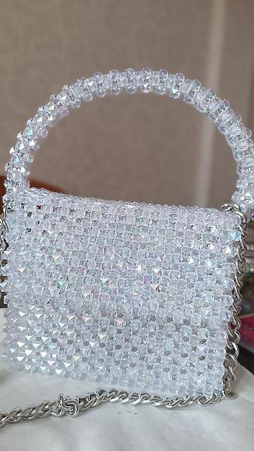 kral sep: Kristal boncuklu mini çanta - Material: Şəffaf, parıldayan — 3