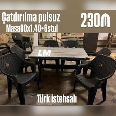 Masalar: Yeni Plastik masa dəsti📌 Türk istehsalı masa+6STUL 📌 Qiymət: 230₼