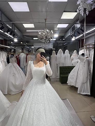 Свадебные платья: Свадебное платье, L, Закрытое, Фатин, Пышное, Пайетки, Б/у at lalafo.kg — 5 Свадебные платья: Свадебное платье, L, Закрытое, Фатин, Пышное, Пайетки, Б/у — 5