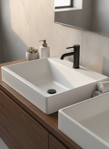 раковина с тумбочкой: Ванна үчүн раковина, Чарчы формасы, Материалы: Керамика