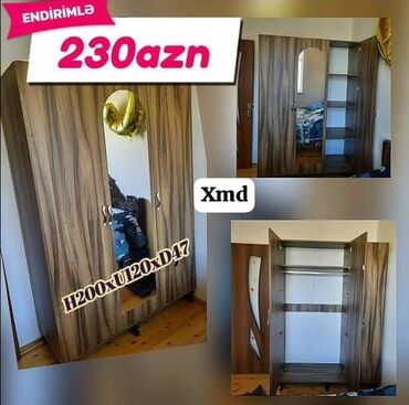 вешалка для верхней: Yeni, Açılan, 3 qapılı Düz dolab, Qarderob, paltar dolabı