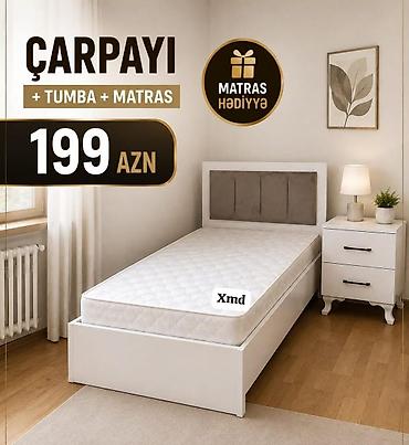 dosek matras satisi: Yataq otağı dəsti: tək nəfərlik çarpayı + tumbə + matras - Dizayn — 1